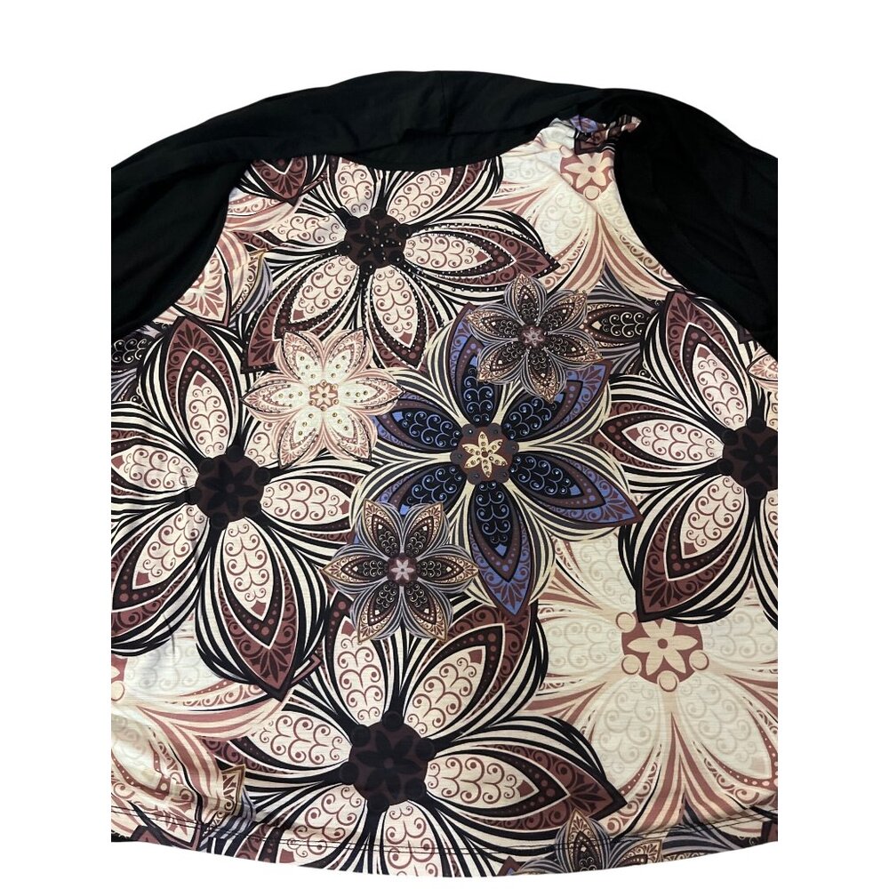 Serengeti 2Fer Blouse Womens 1X Floral Layered Look Stretch Top Used - Picture 4 of 16
